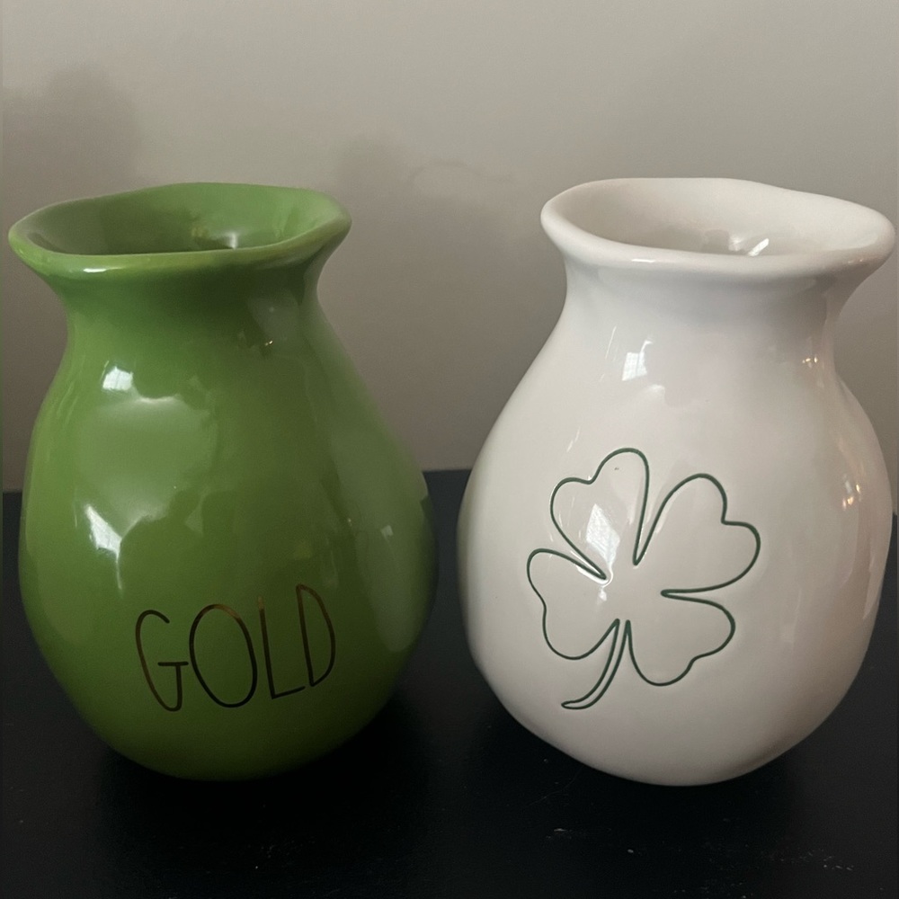 Rae Dunn Bud Vases Green & White